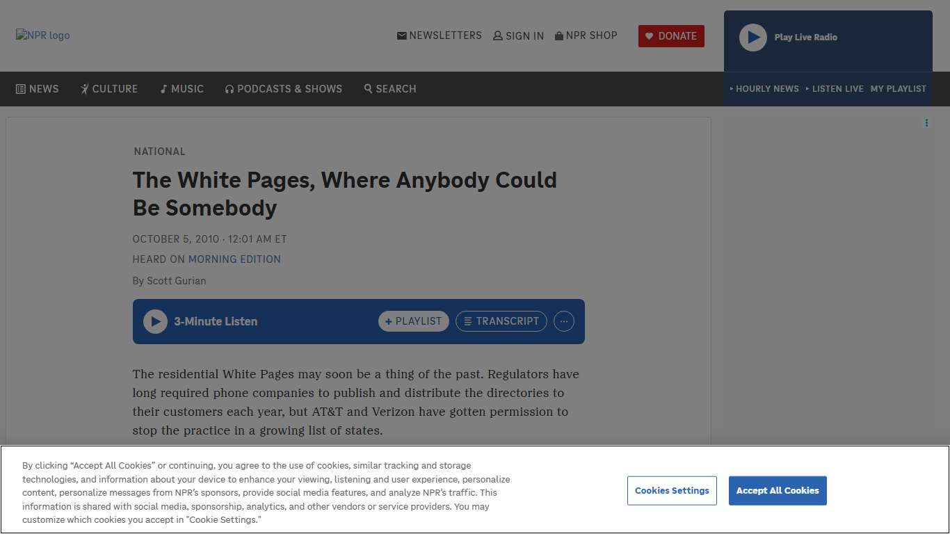 The White Pages, Where Anybody Could Be Somebody : NPR